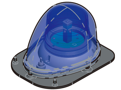 車載警告灯(回転灯)の別注仕様の写真（マグネットラバー仕様）