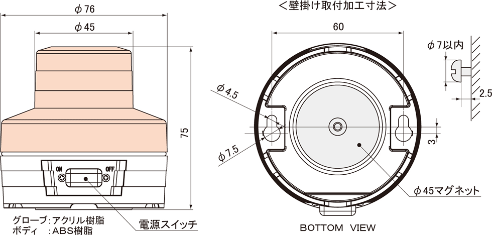 小型電池式LED回転灯 ニコUFO - LED回転灯.com